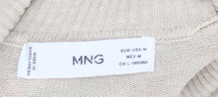 MNG Women Beige Roll Neck Short Sleeve Wool Blend Jumper Size 12
