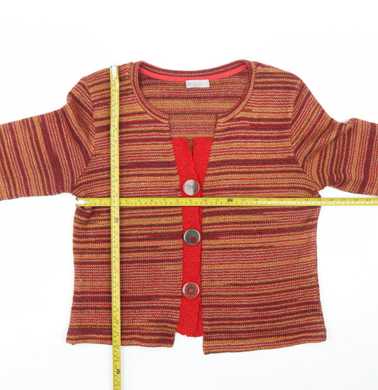 Marks and Spencer Per Una Women's Multicoloured L Striped 3/4 Sleeve Cardigan