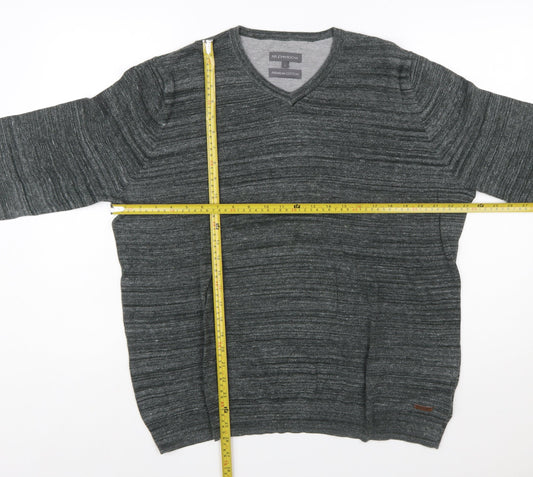 RJR John Rocha Men's Grey Cotton V-Neck Pullover Jumper Size L