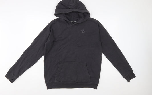 Abercrombie & Fitch Kids Boys Black Pullover Hoodie 15-16 Years Cotton Blend