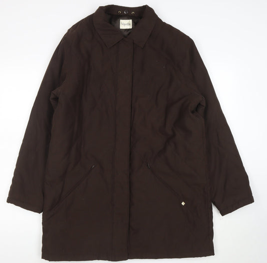 Viyella Women's Brown Quilted Mid-Length Coat Size M Polyester