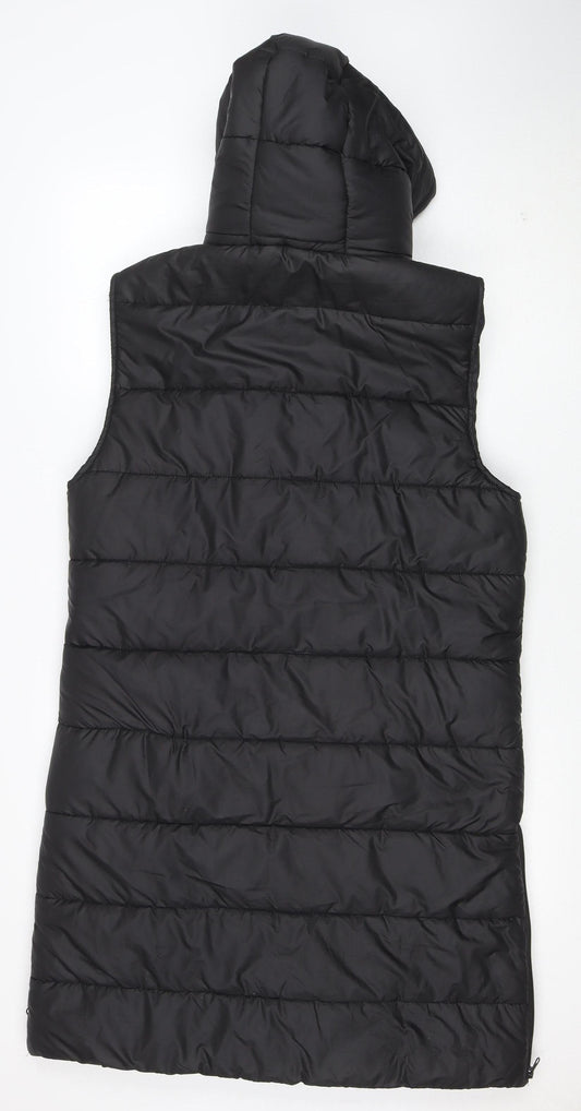 I Saw It First Womens Black Puffer Hooded Long Waistcoat M