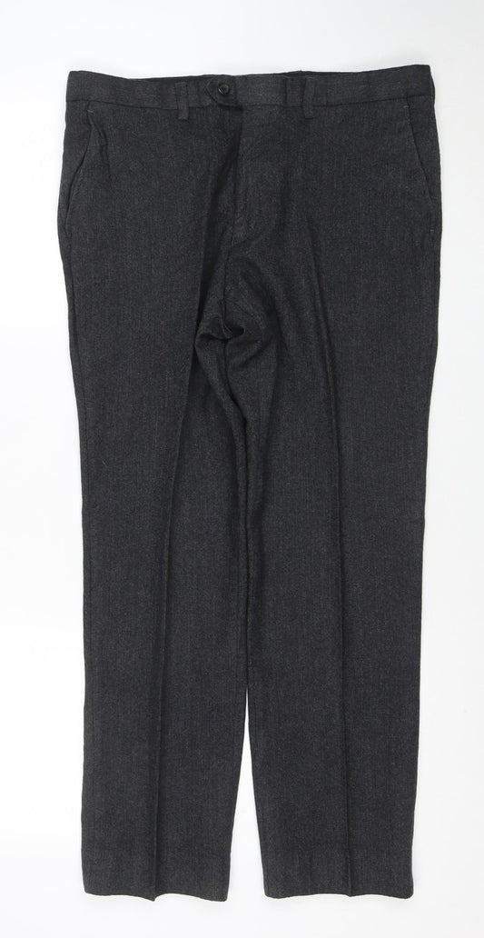 Next Signature Men’s Grey Wool Dress Pants 34S Regular Fit