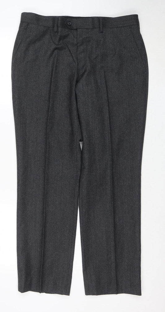 Next Men’s Grey Wool Dress Pants 34S Formal Trousers