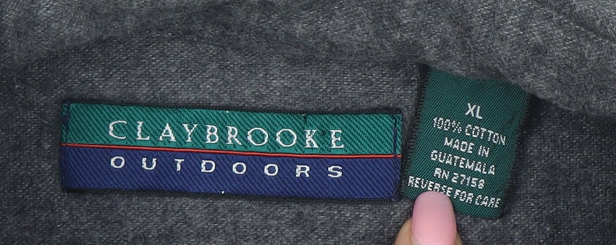 Claybrooke Outdoors Men's Grey Flannel Button-Up Shirt XL