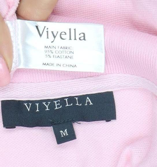 Viyella Women’s Pink Cotton Polo Shirt M Short Sleeve Classic Fit