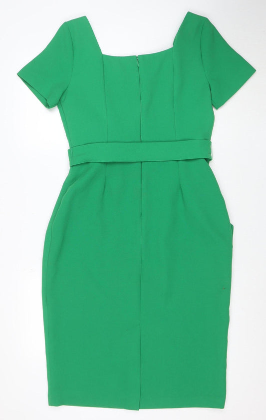 Warehouse Women Green Off Shoulder Sheath Knee Dress Size 12