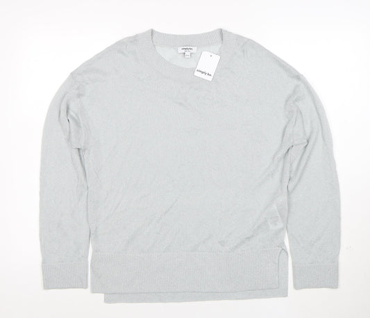 Simply Be Women Silver Knit Long Sleeve Pullover Jumper Size 8/10