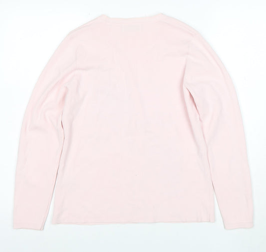 Jumper Women Pink Floral Embroidered V-Neck Cardigan M