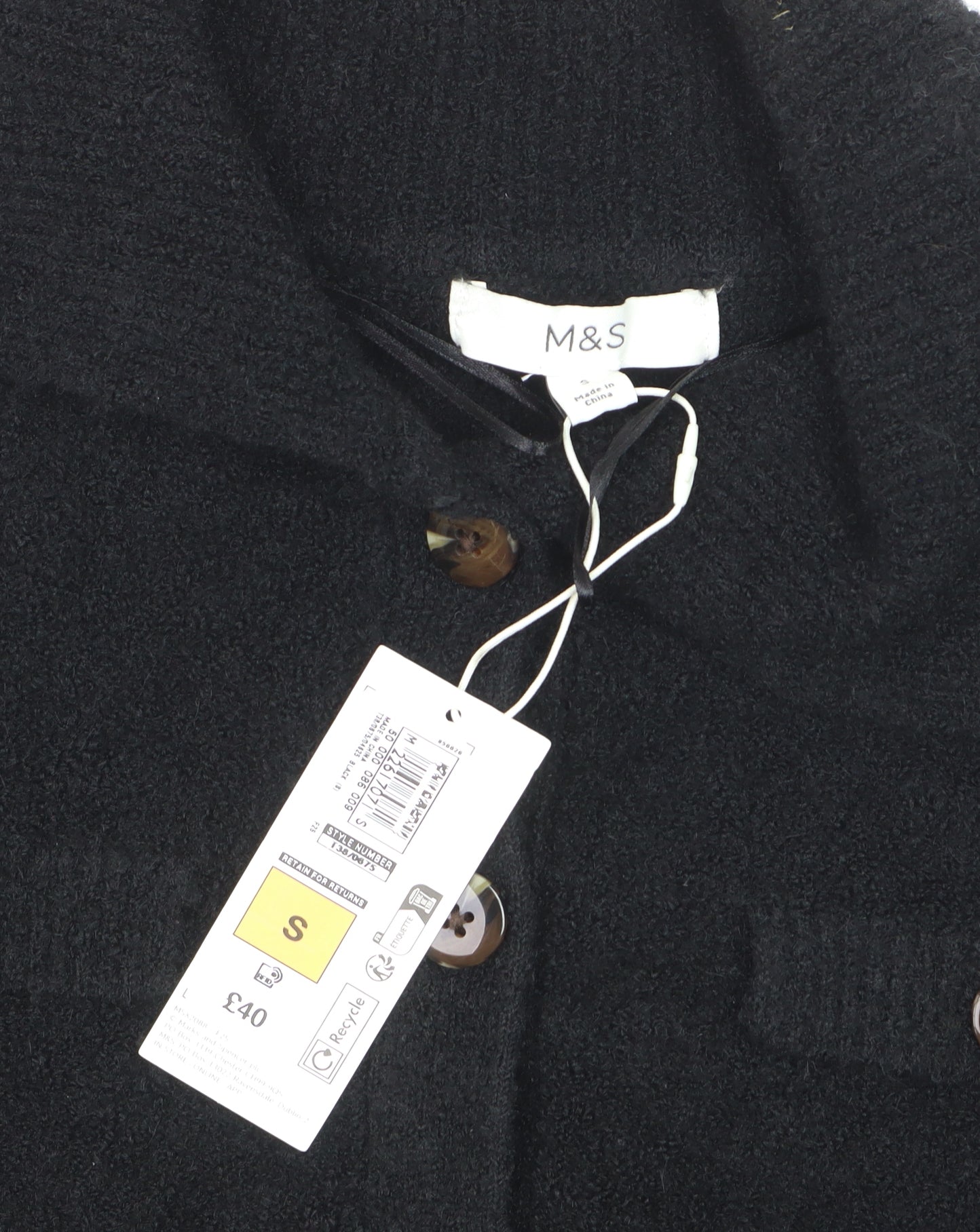 Marks and Spencer Women’s Black Collared Button Knit Cardigan Size S