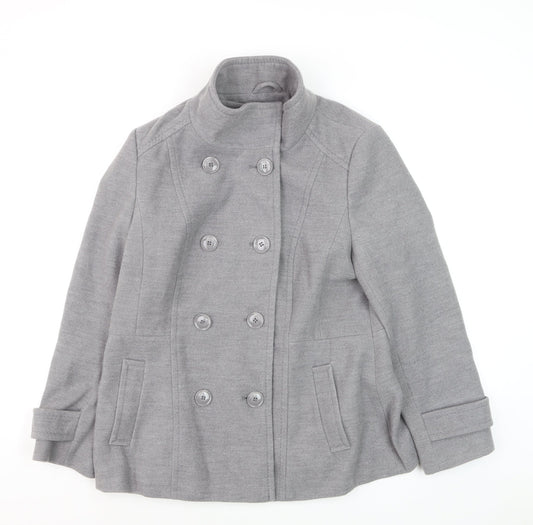 Debenhams The Collection Petite Grey Pea Coat Women’s Size 16