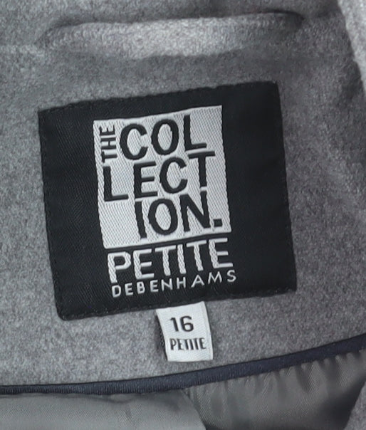 Debenhams The Collection Petite Grey Pea Coat Women’s Size 16
