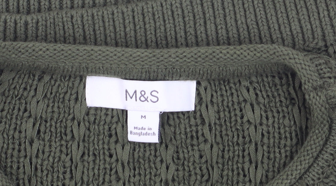 Marks and Spencer Women’s Green Cable-Knit Cotton Jumper M