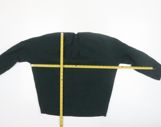 Uniqlo Women's Green Wool V-Neck Pullover Jumper M