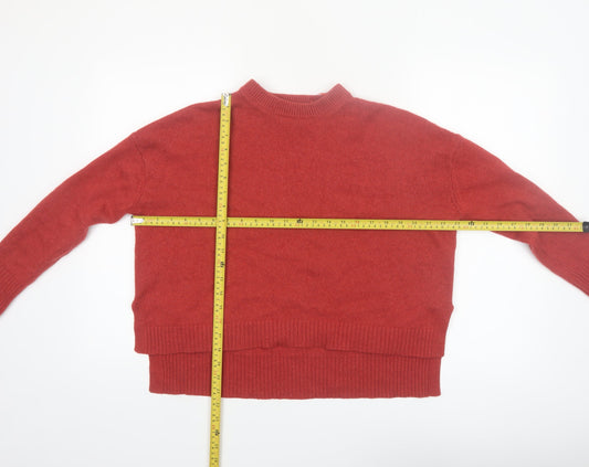 Marks and Spencer Womens Burnt Orange Lambswool Mock Neck Jumper Size S
