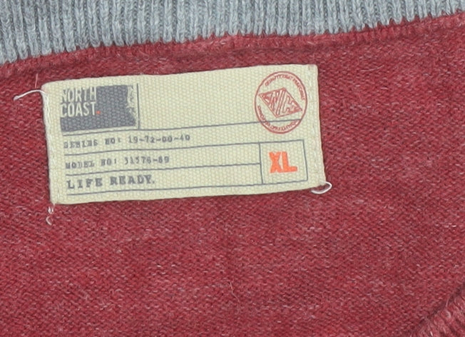 Marks and Spencer Mens Red Cotton Crew Neck Jumper XL
