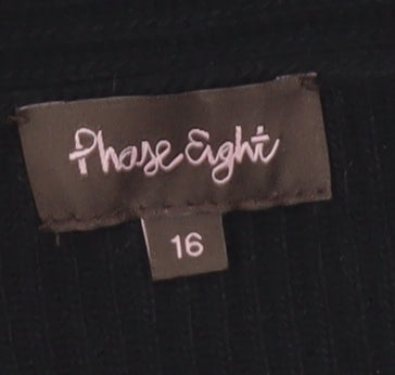 Phase Eight Women's Black Size 16 Open Knit Long Sleeve Cardigan