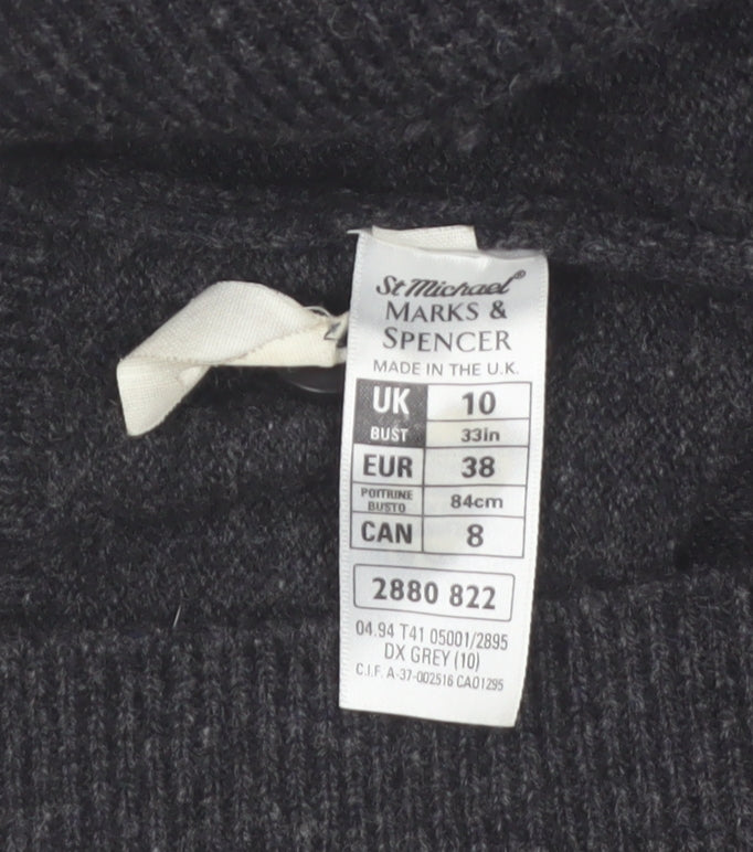 Marks & Spencer Women Dark Grey Lambswool Cardigan UK 10 Classic Fit
