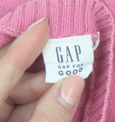 GAP Women Pink Cotton V-Neck Cardigan Jumper M