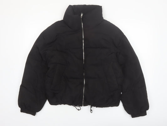 Pull & Bear Women Black Size 8 Puffer Jacket Winter Warm Polyester