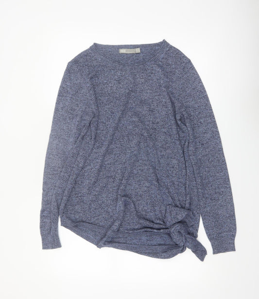 ASOS Women Blue Knit Tie Hem Jumper Size 12 Crew Neck Pullover