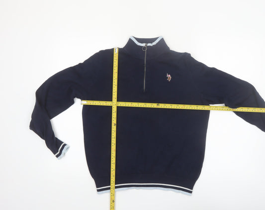 U.S. Polo Assn. Women's Navy Blue Cotton 1/4 Zip Jumper Size 14