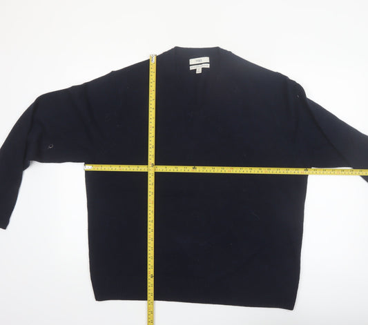Marks and Spencer Men's Blue Wool V-Neck Jumper XL Regular Fit