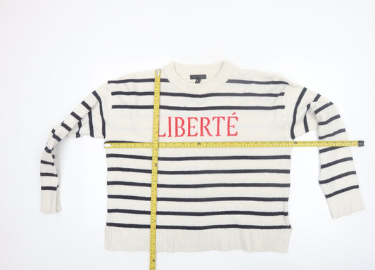 New Look Women Ivory Striped Liberté Knit Jumper Size L