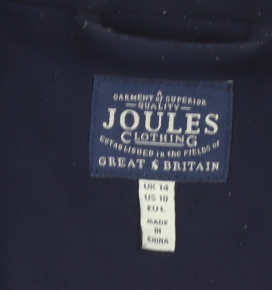Joules Women's Blue Blazer Jacket UK 14 Classic Tailored Single-Breasted