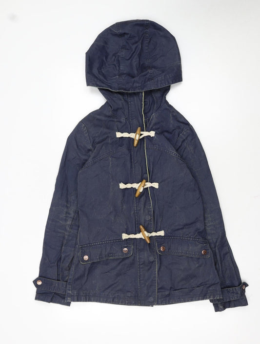 SoulCal & Co Women's Blue Cotton Hooded Duffle Coat Size 6