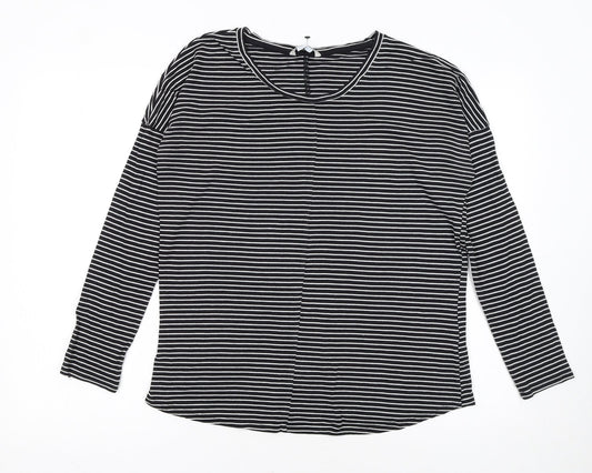 Boden Women Black Striped Long Sleeve Jersey Top UK 12