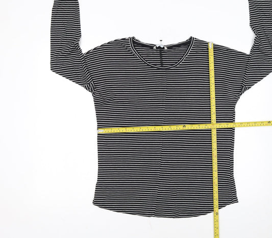 Boden Women Black Striped Long Sleeve Jersey Top UK 12