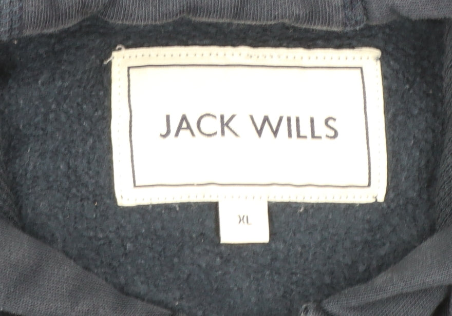 Jack Wills Men's Blue Full Zip Hoodie XL Fleece Cotton Blend