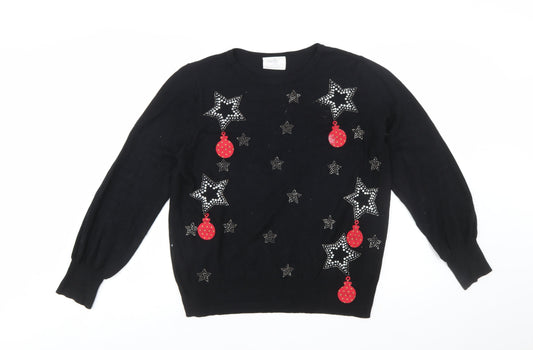 Wallis Women’s Petite Black Rhinestone Christmas Jumper M