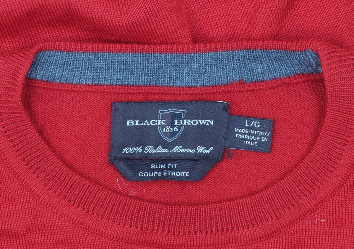Black Brown 1826 Men's Red Wool Slim Fit Pullover Jumper L