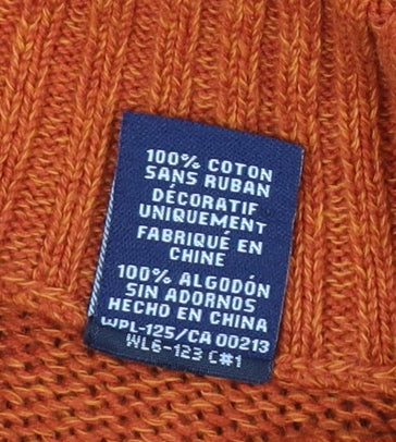 Chaps Men's Orange XL Henley Cotton Jumper with Elbow Patches
