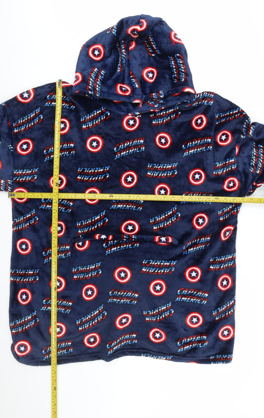 Marvel Captain America Men's Blue Fleece Hooded Robe One Size