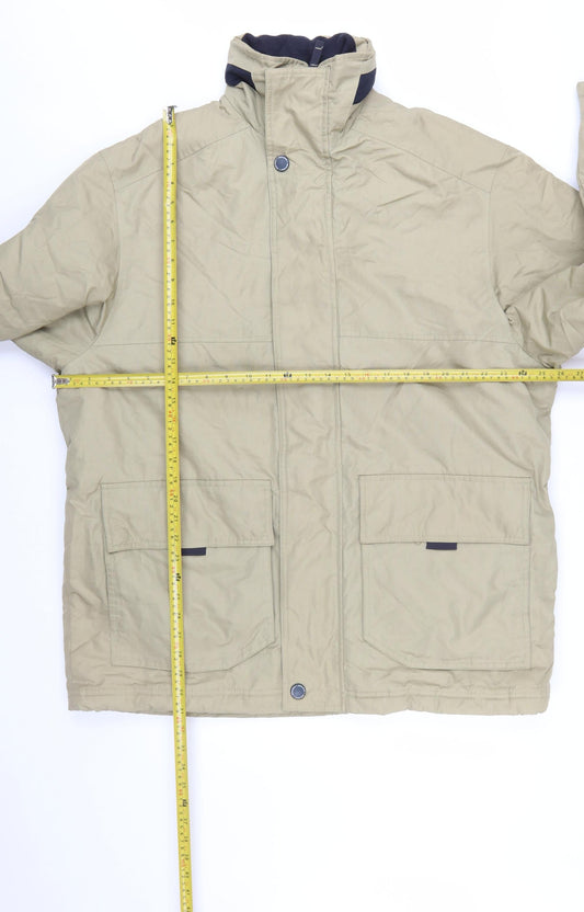 B Stone Casual Men's Beige L Parka Jacket Polyamide Lined Outdoor