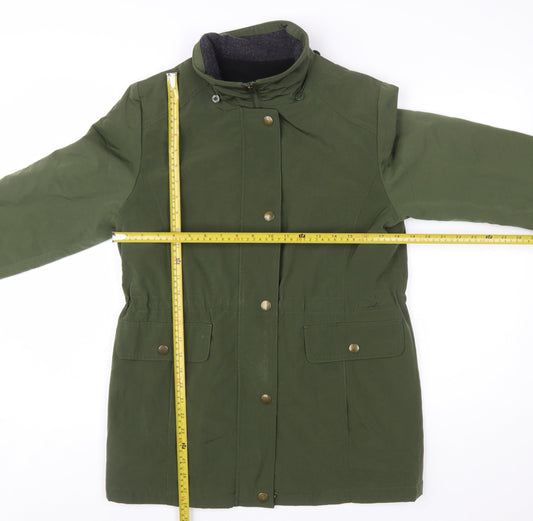 Nautica Women Green Parka Jacket S Mid-Length Water Resistant Polyester