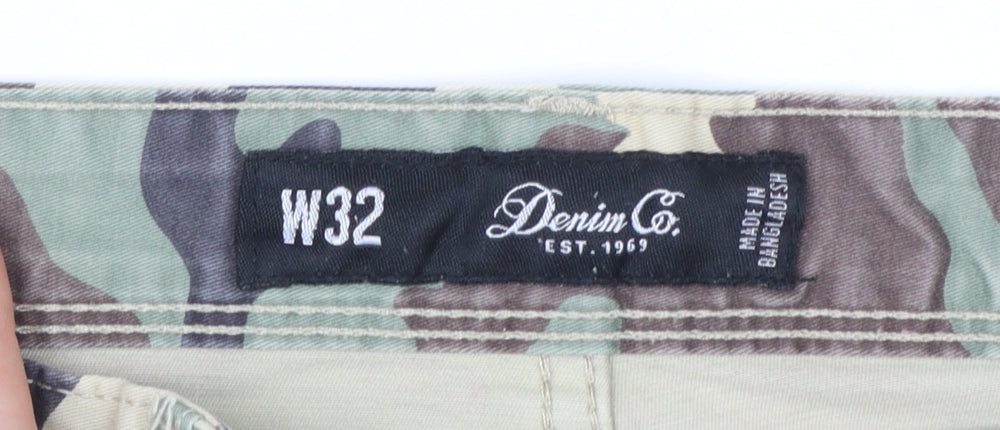 Denim Co. Men's Green Camouflage Cargo Shorts Size M W32