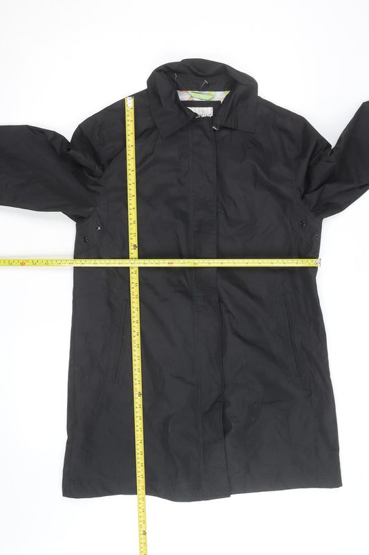 White Stag Women’s Black Long Rain Coat L Full Zip Water Resistant