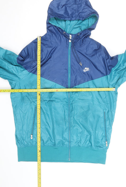 Nike Mens Blue Windbreaker Hooded Sports Jacket Size L