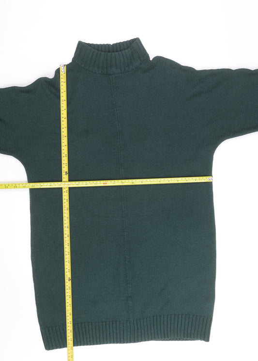 Monki Women Green Mock Neck 3/4 Sleeve Knit Pullover Jumper Size S