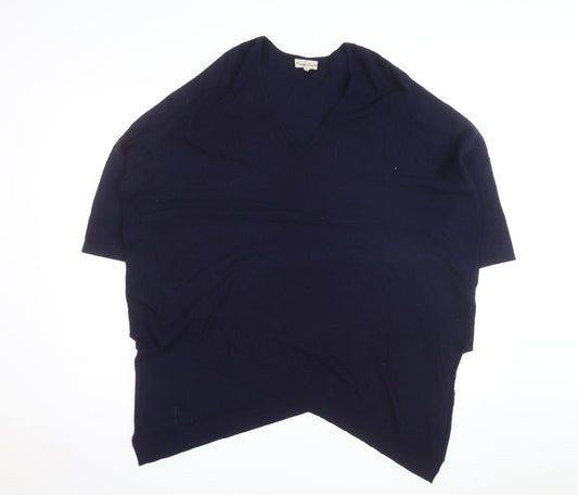 Phase Eight Women's Blue V-Neck Knit Cape Jumper Size M