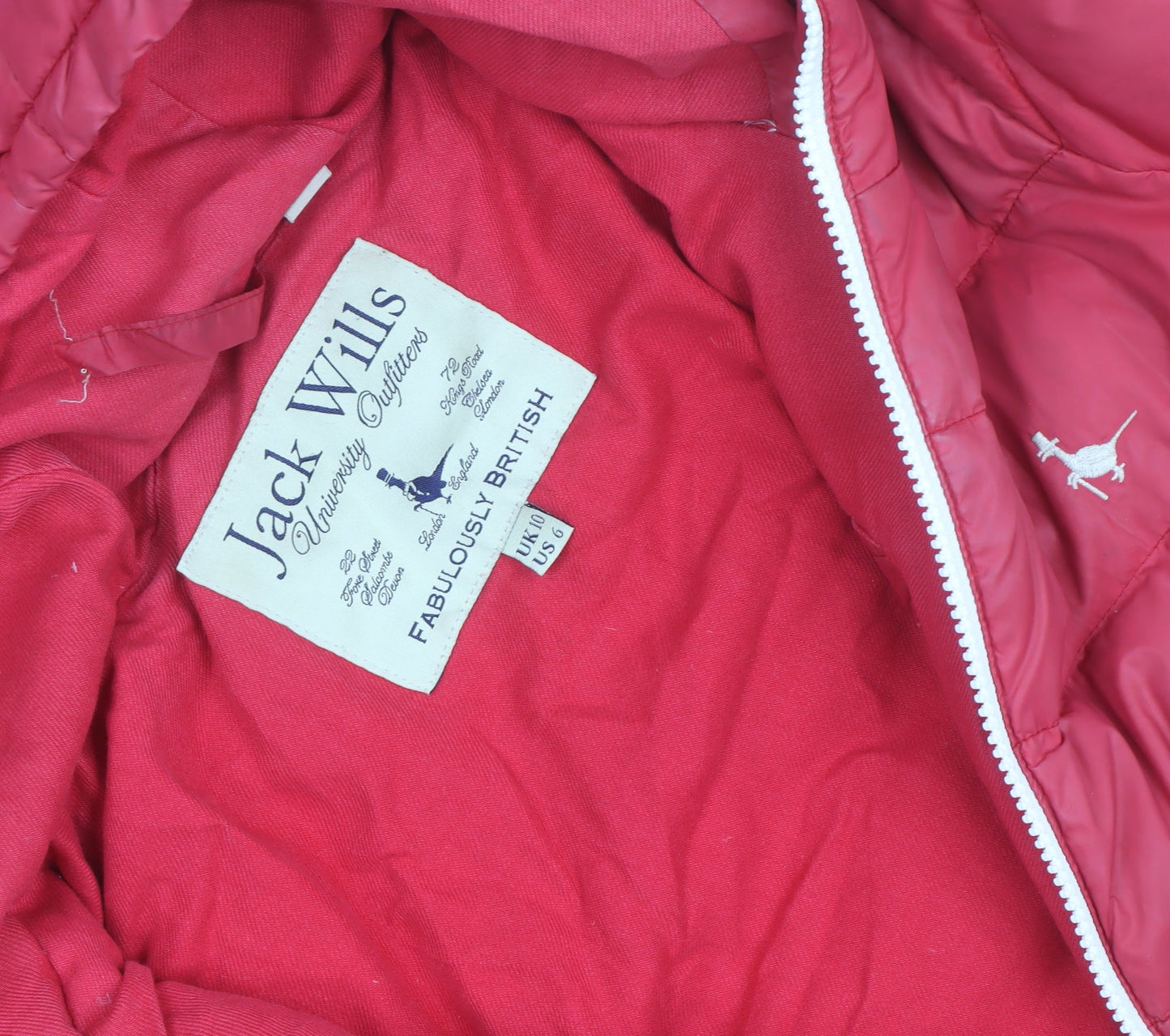 Jack Wills Womens Red Puffer Jacket Hooded UK 10 Winter Casual
