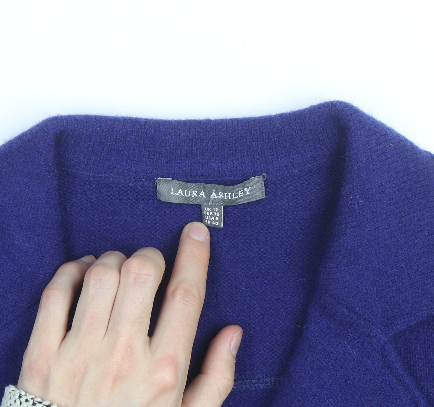 Laura Ashley Womens Purple Wool Cardigan UK 12 Button Up Classic Fit