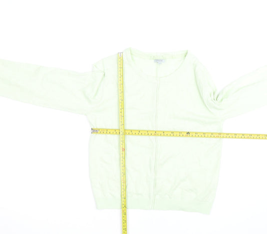Jigsaw Women's Green Cotton Crew Neck Cardigan Size S