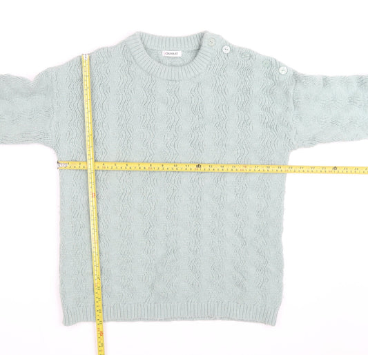 Damart Women's Mint Green Cable-Knit Crew Neck Jumper Size M
