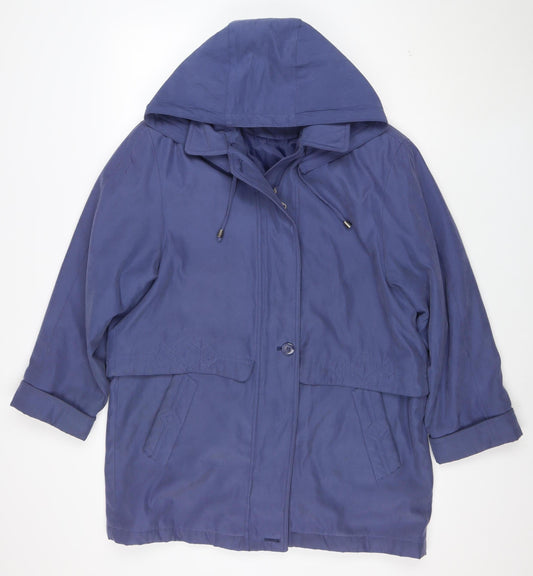 Bonmarché Women's Blue Hooded Parka Jacket Size M Regular Fit