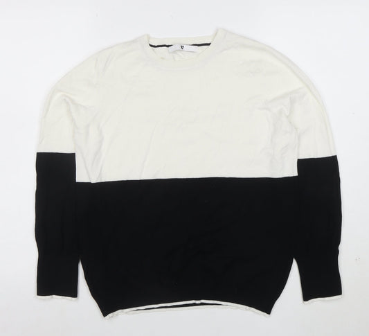 Very Womens Black White Colour Block Crew Neck Jumper Size 18
